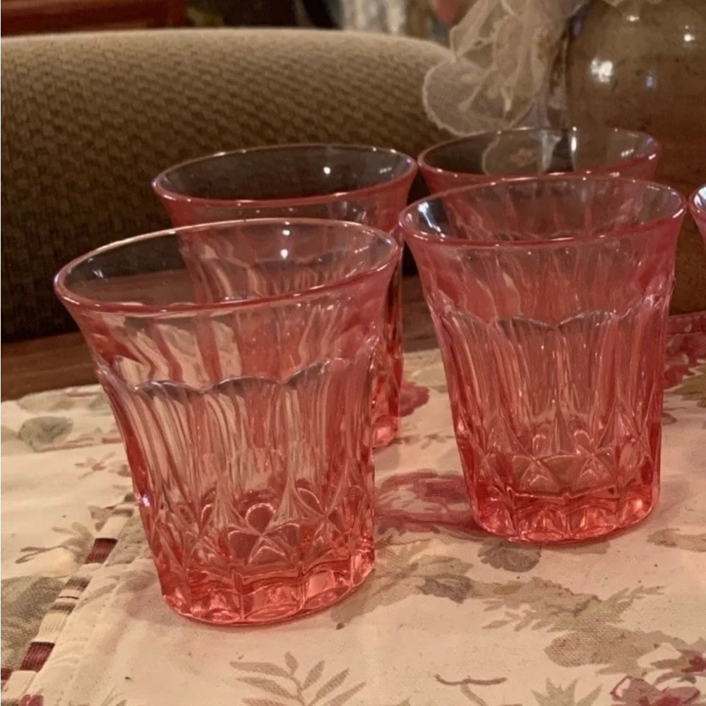 Noritake Pink Pressed Glass Tumblers - Set of 4